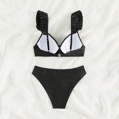 EP | Women's Solid Color Ruffled Bikini en 2 couleurs S-XL