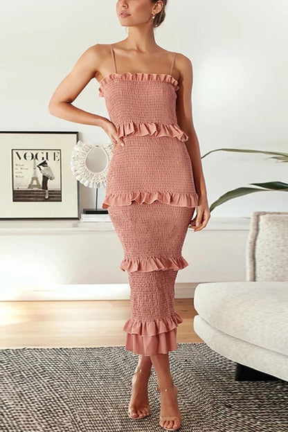 EP | Robe midi smockée à volants