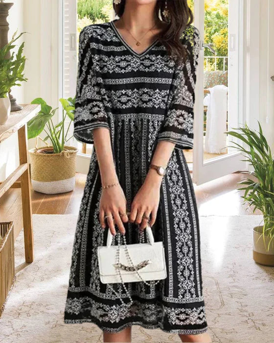 ND | Robe midi imprimée avec décolleté en V