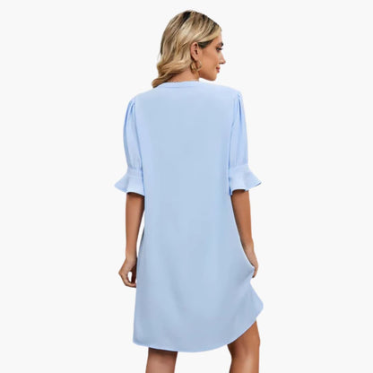 EP | Robe midi d'été pour femme avec décolleté en V et demi-manches