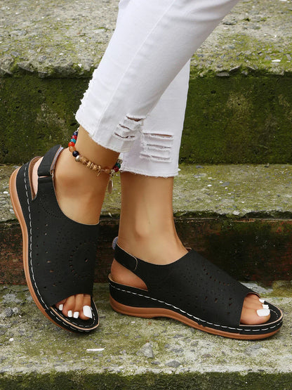 ND | Motif ethnique Poinçonné Creux Velcro Rétro Sandale