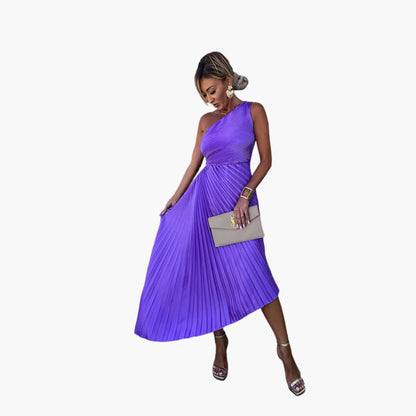 EP | Robe midi pour femme avec une épaule et un ourlet asymétrique
