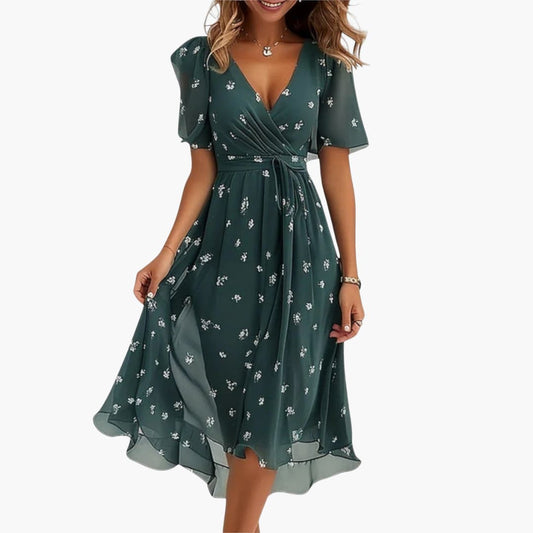 EP | Robe midi d'été pour femme avec ourlet haut et décolleté en V
