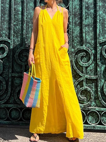 EP | Robe longue pour femme avec poche et décolleté en V