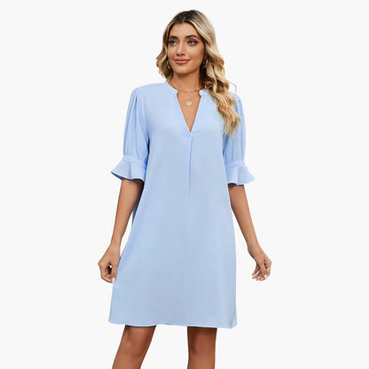 EP | Robe midi d'été pour femme avec décolleté en V et demi-manches