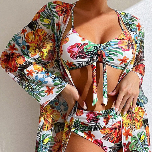 ND | bikini 3 pièces fleuri avec cover-up