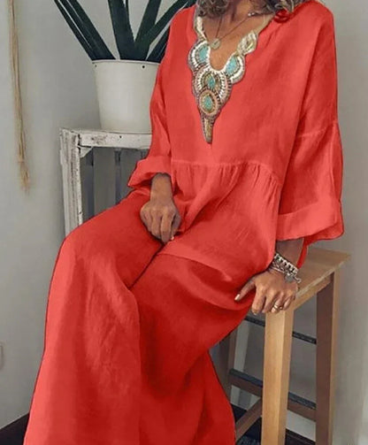 EP | Robe de loisirs à manches longues et col en V