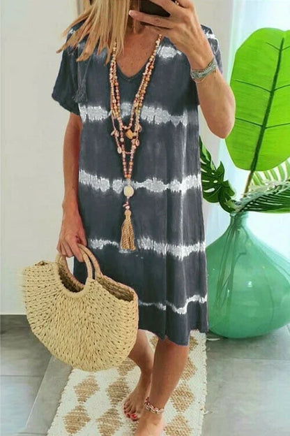 EP | robe chemise rayée tie-dye à manches courtes et coupe ample