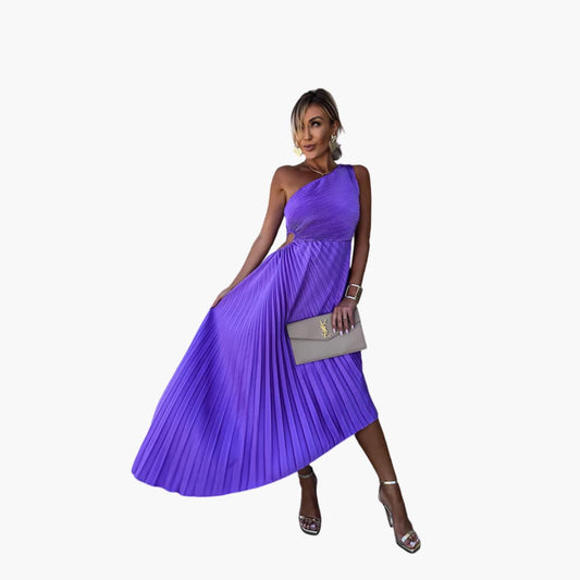 EP | Robe midi pour femme avec une épaule et un ourlet asymétrique