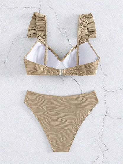 EP | Women's Solid Color Ruffled Bikini en 2 couleurs S-XL