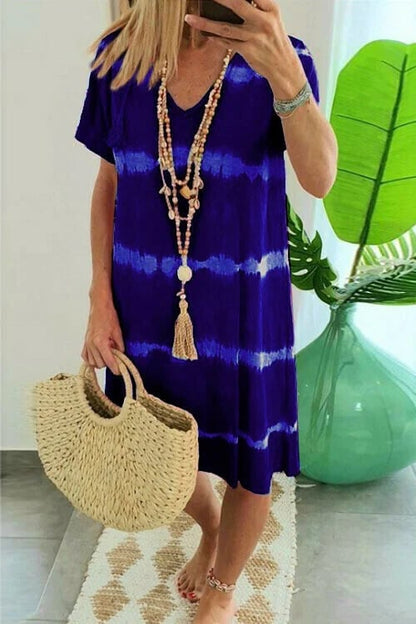 EP | robe chemise rayée tie-dye à manches courtes et coupe ample