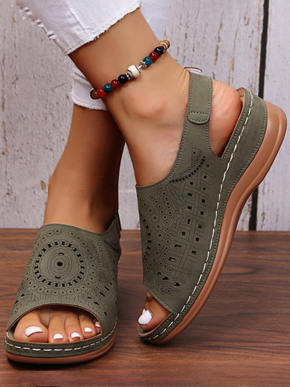 ND | Motif ethnique Poinçonné Creux Velcro Rétro Sandale