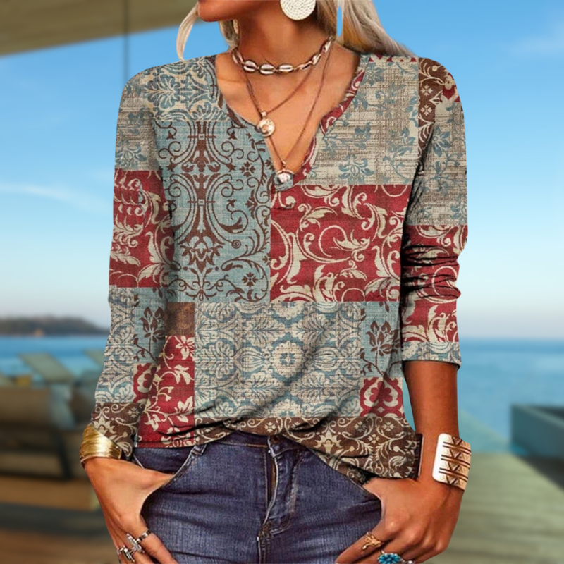 ND | top à manches longues avec imprimé patchwork boho
