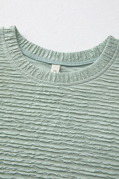 EP | Couleur solide Texturé Crinkle Robe T-shirt à manches courtes