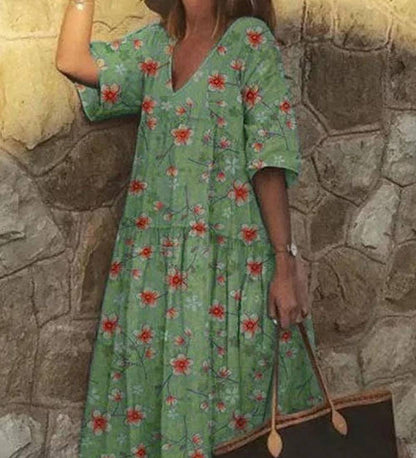 EP | Robe décontractée col V avec impression de fleurs