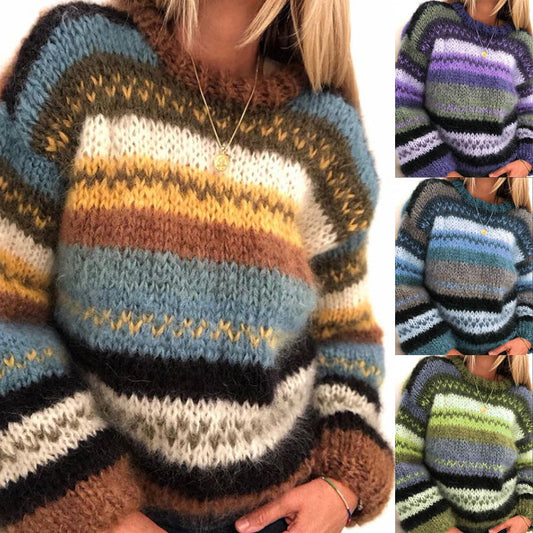 ND | Confortable pull en tricot rayé