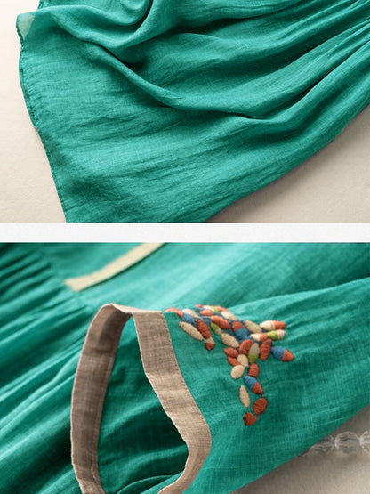 EP | Robe midi en lin avec broderie