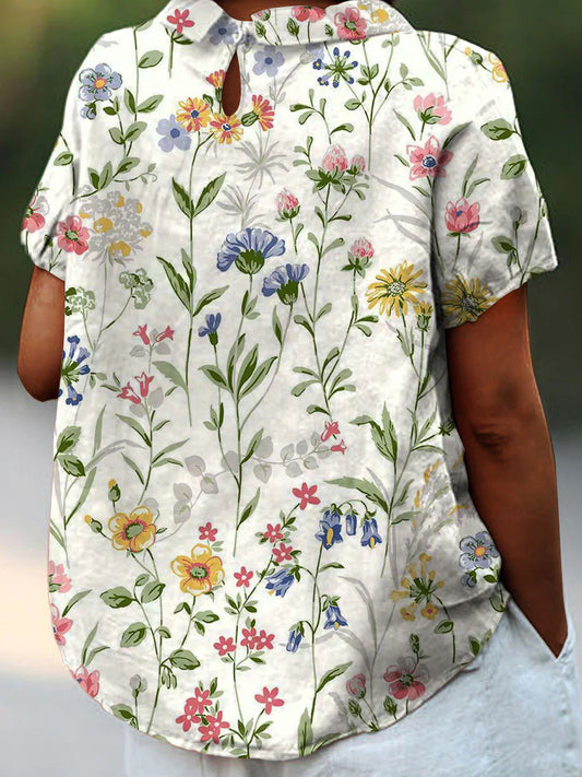 EP | T-shirt en lin et coton avec motif imprimé