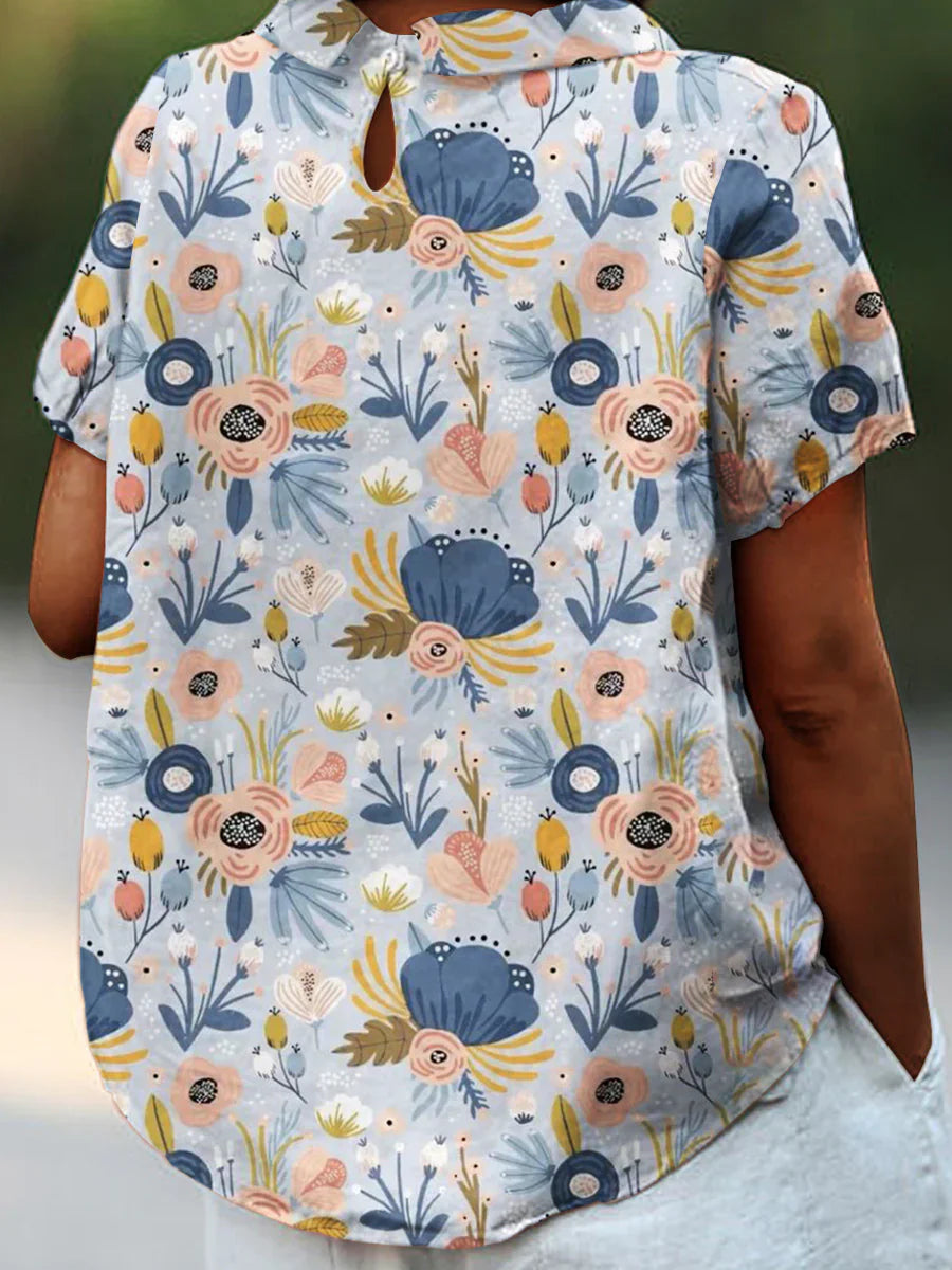 EP | T-shirt en lin et coton avec motif imprimé