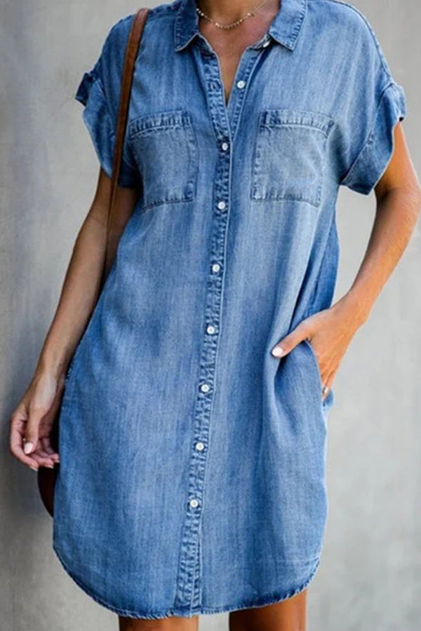 EP | robe midi à manches courtes en denim