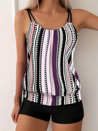 ND | Tankini rayé imprimé
