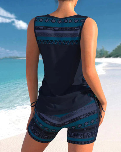 ND | Tankini avec imprimé tribal et détail croisé