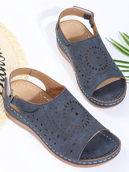 ND | Motif ethnique Poinçonné Creux Velcro Rétro Sandale