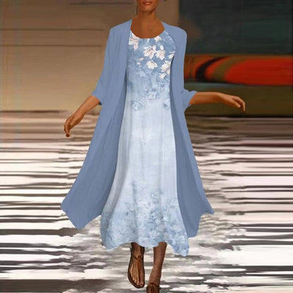 EP | Robe longue stylée avec veste chemisier assortie pour femmes