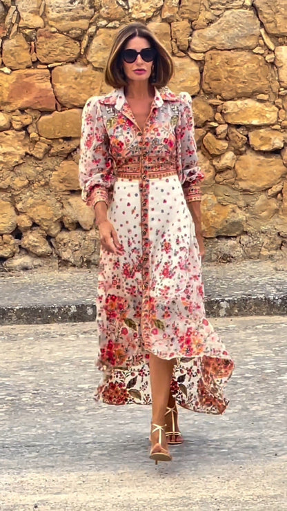 EP | Maxi-robe élégante avec imprimé floral et col
