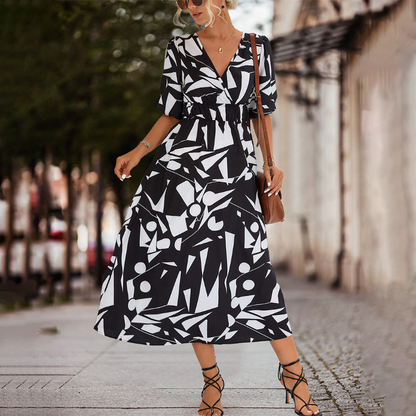 EP | Robe midi décontractée avec décolleté en V