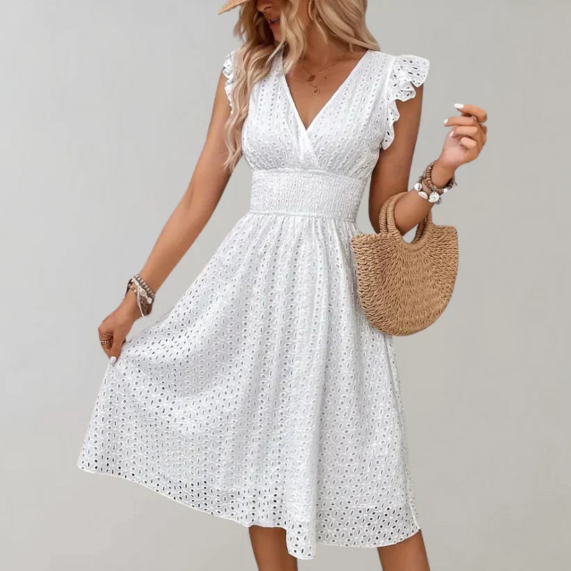 EP | Robe midi avec broderie anglaise