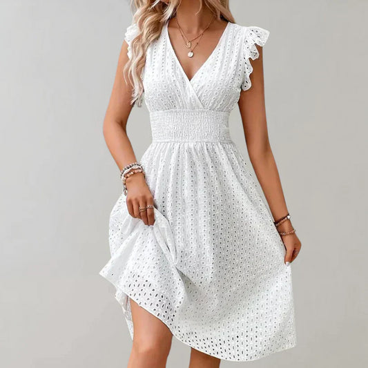 EP | Robe midi avec broderie anglaise