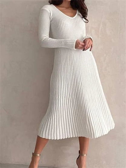 EP | robe midi à manches longues côtelée Slim Fit Solid Automne