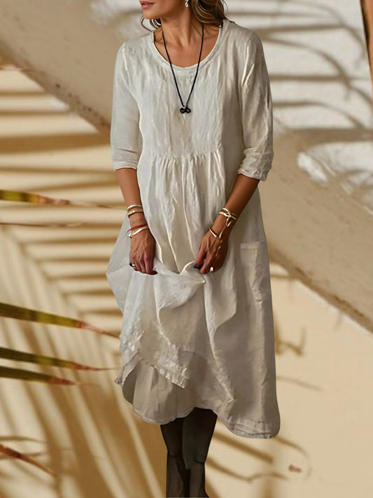 EP | Robe midi pour femme avec manches 3/4 et col rond