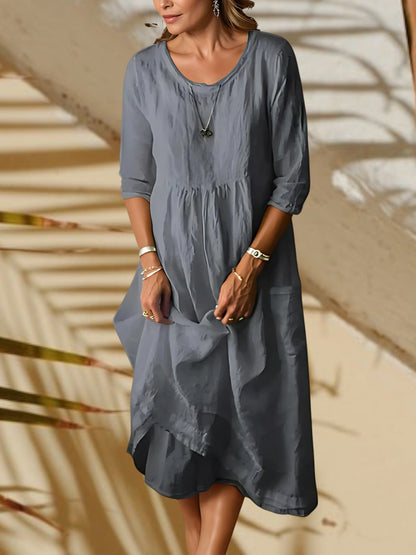 EP | Robe midi pour femme avec manches 3/4 et col rond