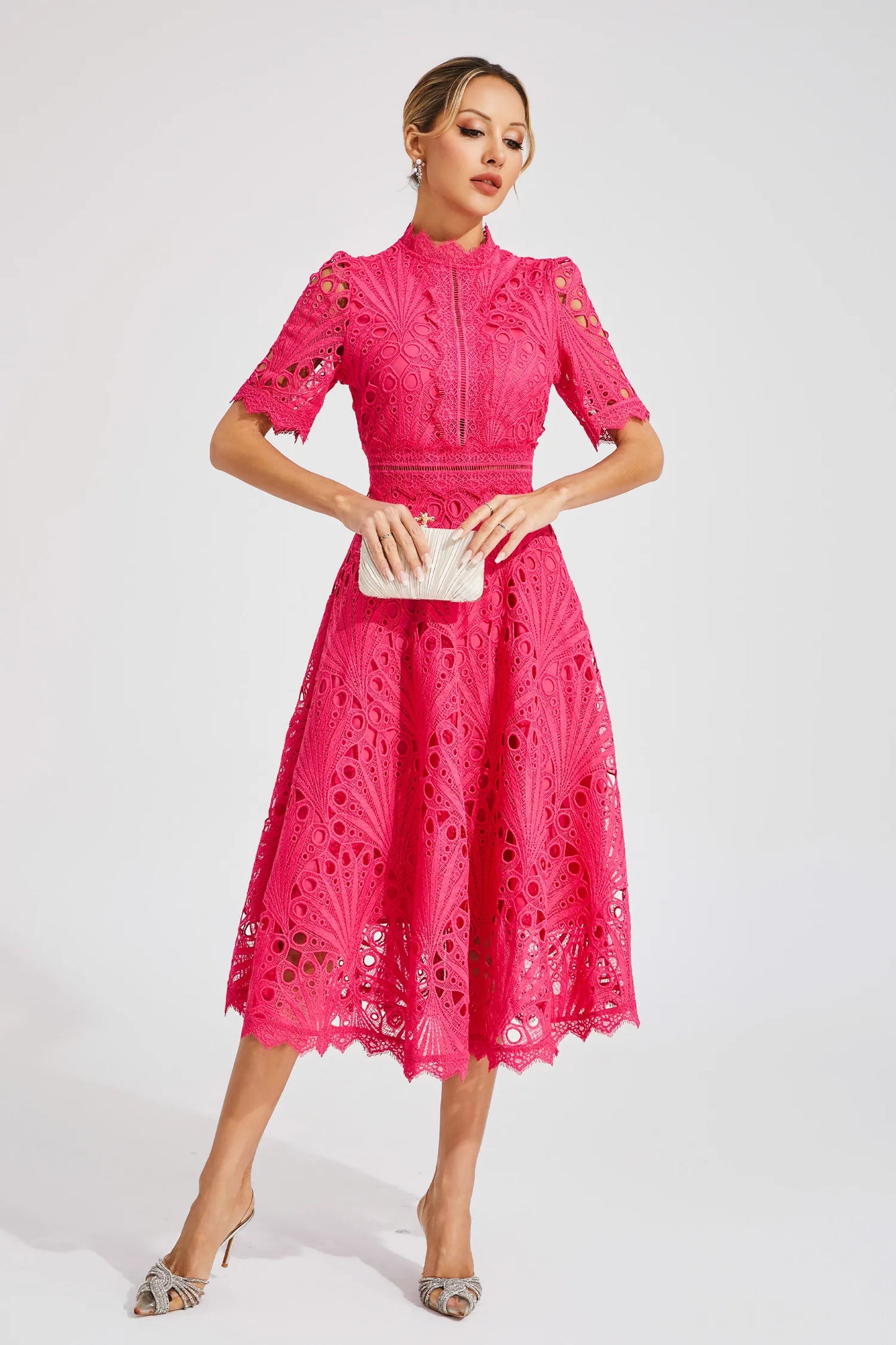 EP | Robe midi élégante en dentelle pour femme