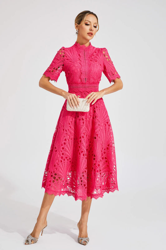 EP | Robe midi élégante en dentelle pour femme