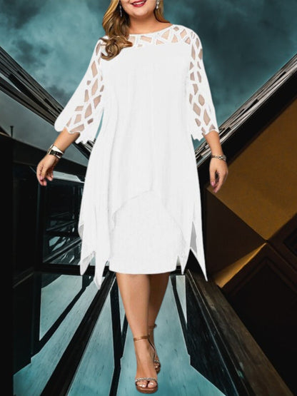 EP | Robe midi élégante plus size en tissu de qualité pour femmes, facile d'entretien et polyvalente