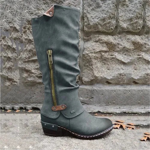 ND | Bottes en cuir à hauteur du genou avec fermeture éclair