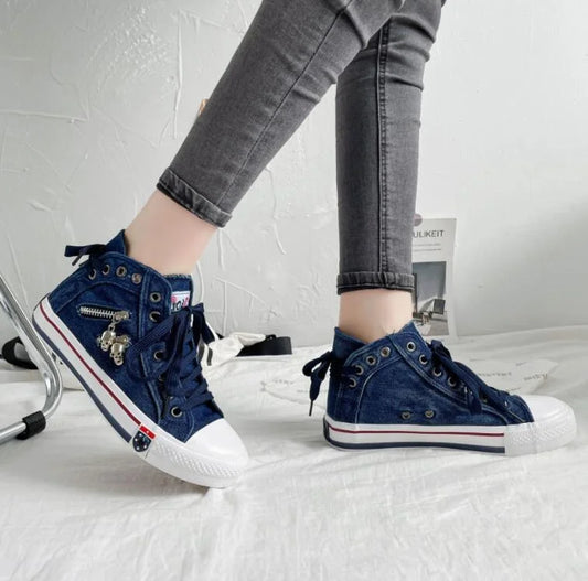 ND | Baskets en denim avec semelles blanches