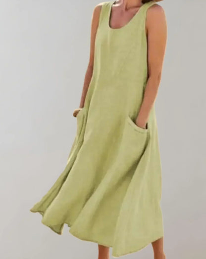 EP | Jolie - Robe midi sans manches en lin de coton