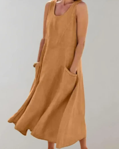 EP | Jolie - Robe midi sans manches en lin de coton