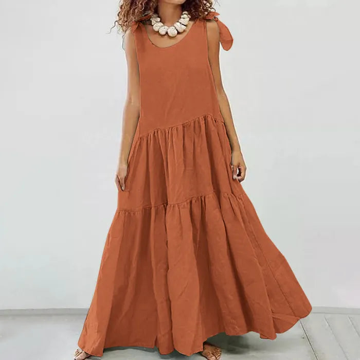 EP | robe longue décontractée à volants et cardigan à lacets en uni