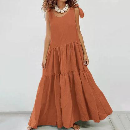 EP | robe longue décontractée à volants et cardigan à lacets en uni