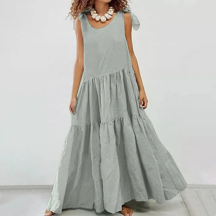 EP | robe longue décontractée à volants et cardigan à lacets en uni