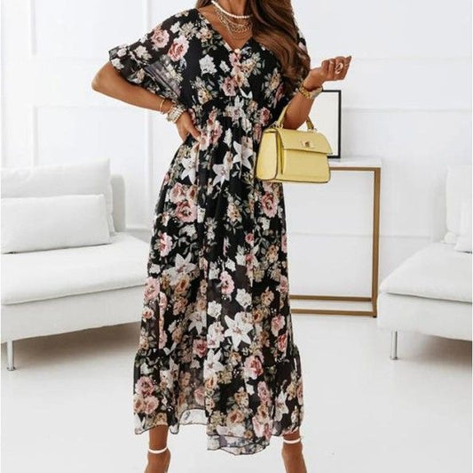 EP | Robe midi avec décolleté en V en ligne A YS10036