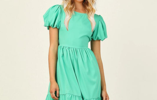 EP | Robe midi à manches bouffantes et dos ouvert en ligne A vb51