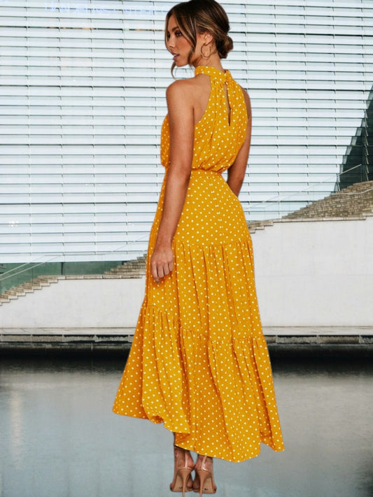 EP | Robe midi ludique à pois polka et ceinture à la taille