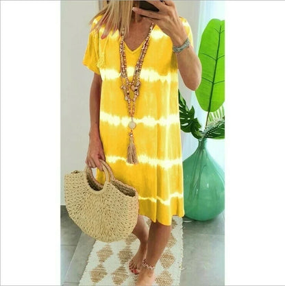 EP | robe chemise rayée tie-dye à manches courtes et coupe décontractée