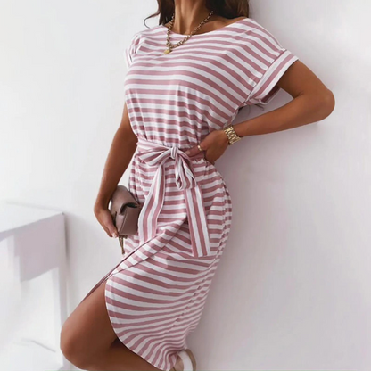 EP | Robe décontractée rayée avec ceinture en tissu